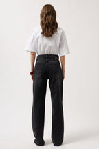 Stitch Detail Wide Leg Black Jeans