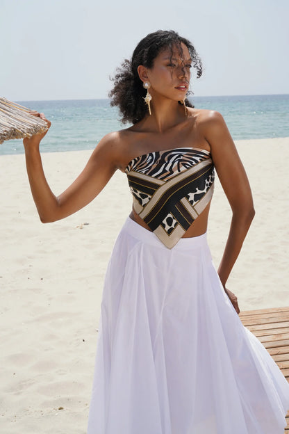 Stitched Detail High-Waist Maxi Skirt