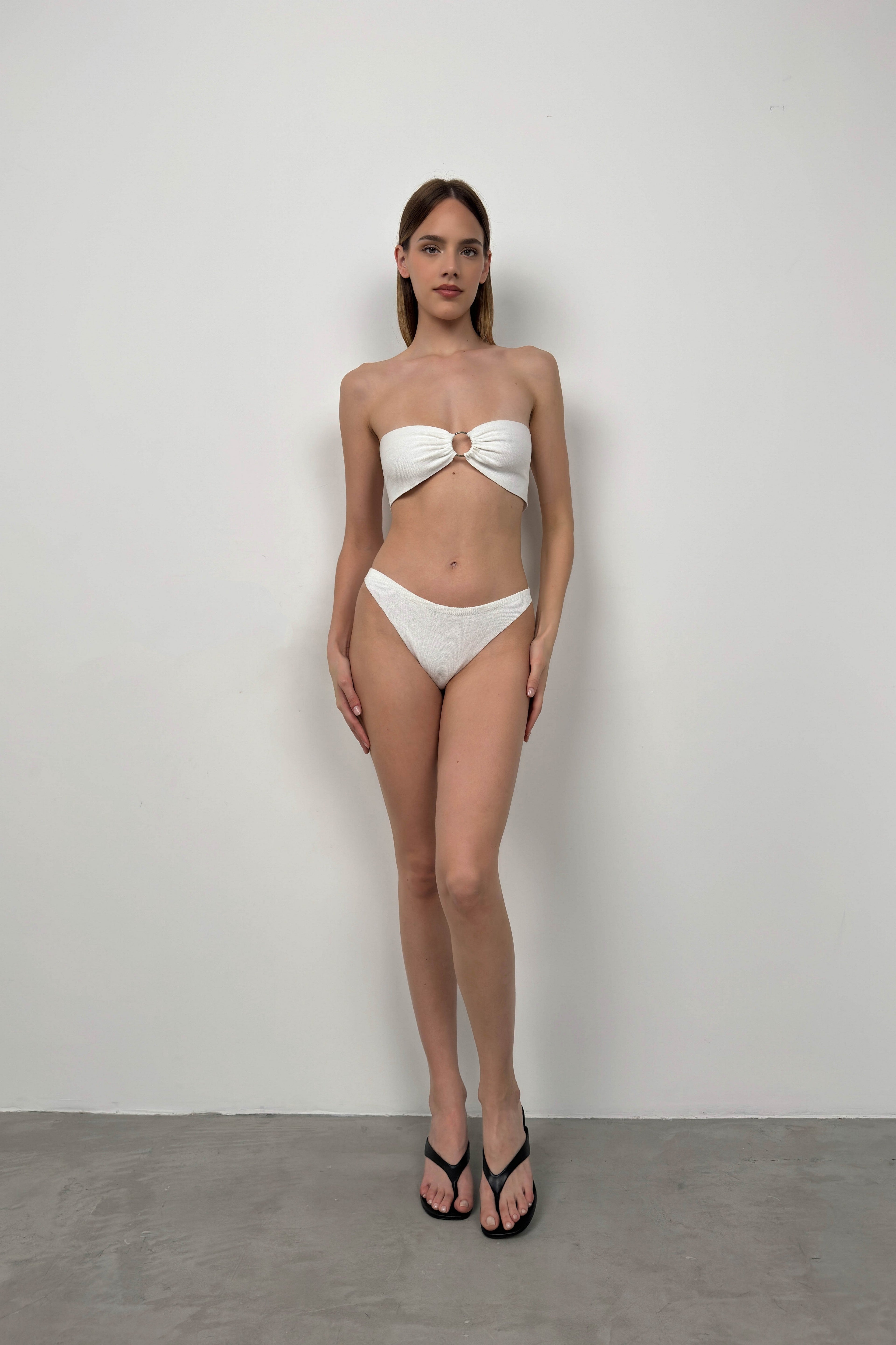 Textured White Bikini Set