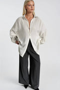 Textured White Oversize Shirt