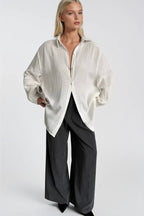 Textured White Oversize Shirt