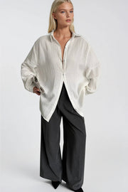 Textured White Oversized Shirt