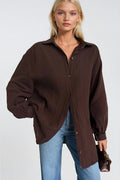 Textured Brown Oversize Shirt