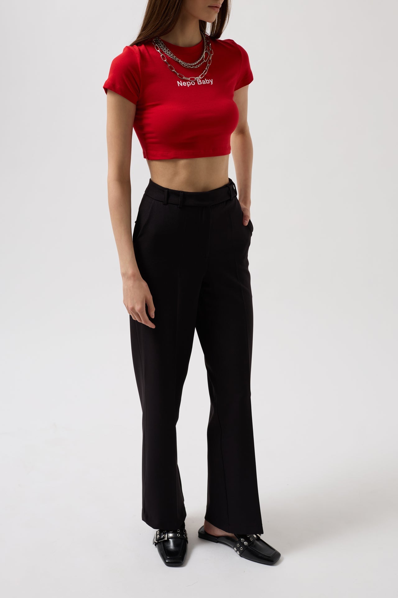 Waistted Waist Black Pants