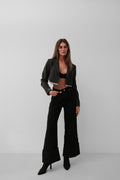 Double Cuff Gray Flared Jean