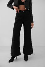 Double Cuff Gray Flared Jean