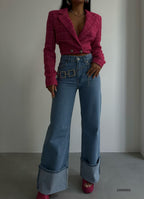Double Cuff Flared Jean
