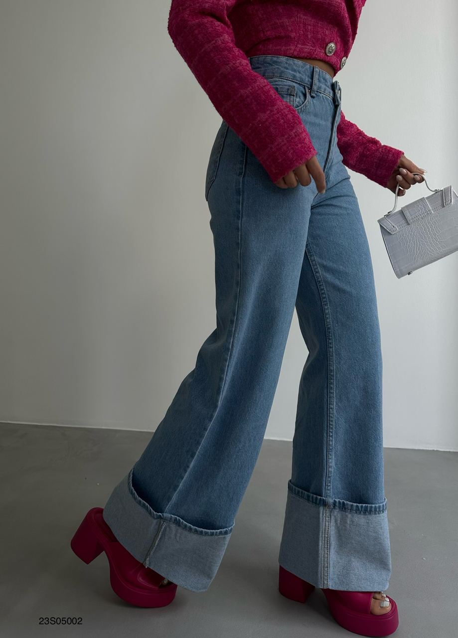 Double Cuff Flared Jean