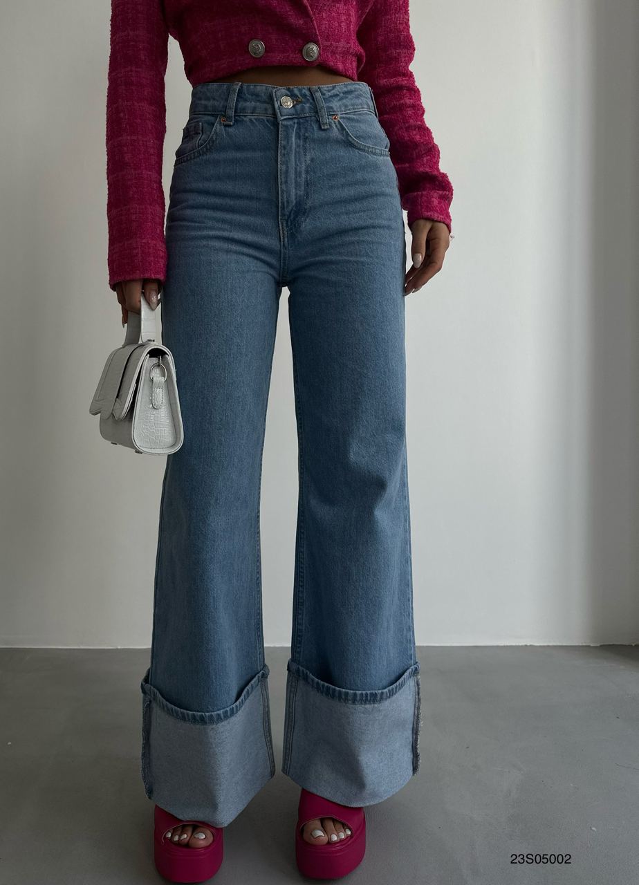 Double Cuff Flared Jean
