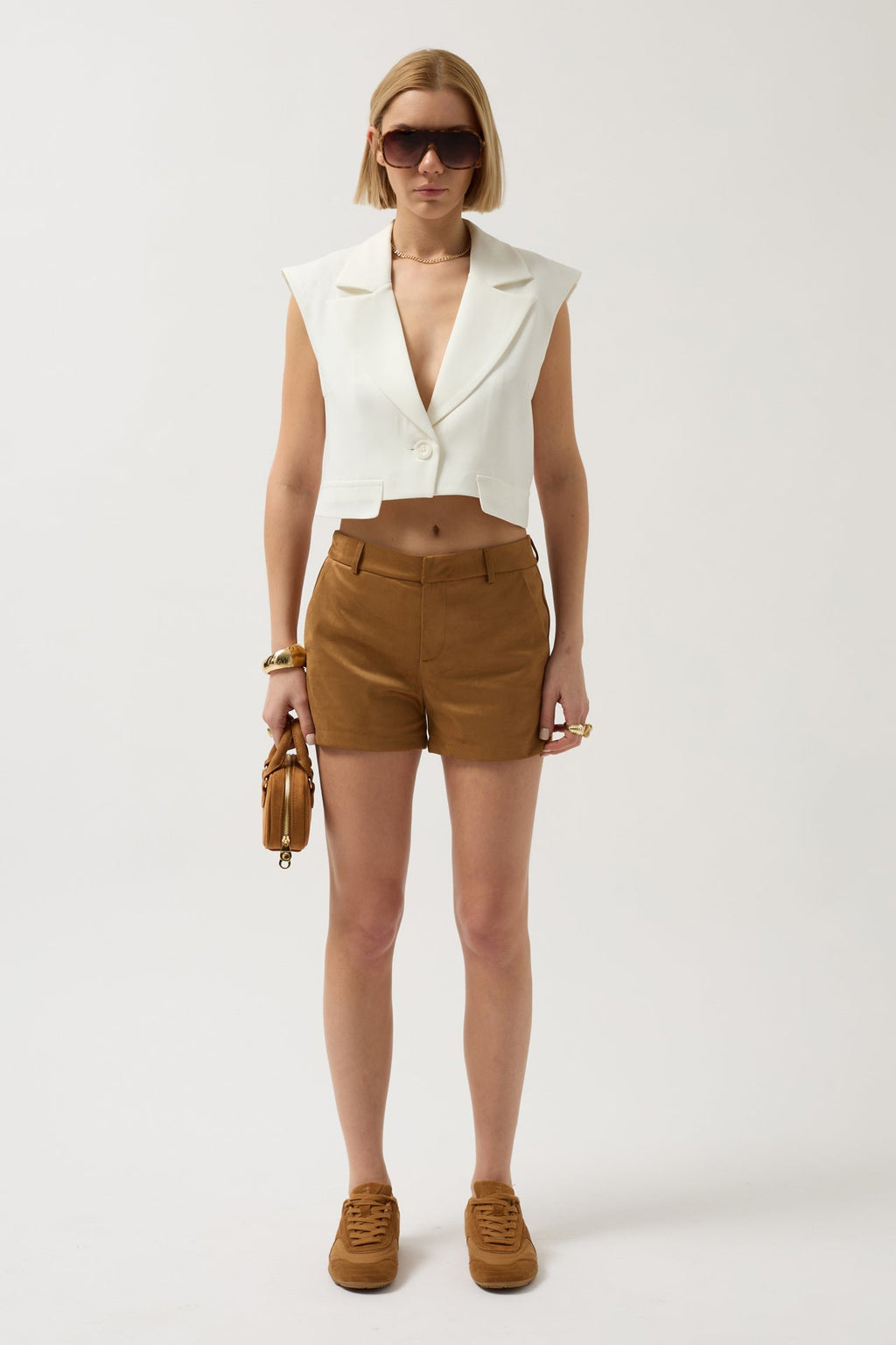 Button Detail Pocket White Vest