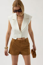 Button Detail Pocket White Vest