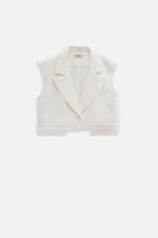 Button Detail Pocket White Vest