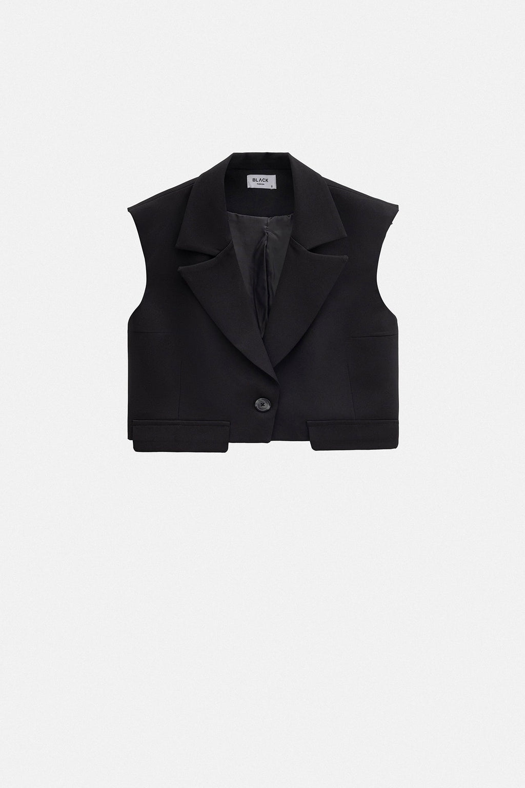 Button Detail Pocket Black Vest