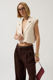 Stone Vest with Button Detail Pocket