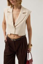 Button Detail Pocket Stone Vest