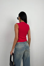 Button Detail Fuchsia Vest
