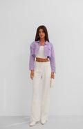 Button Detail Lilac Crop Jacket