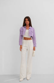 Button Detail Lilac Crop Jacket