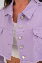 Button Detail Lilac Crop Jacket