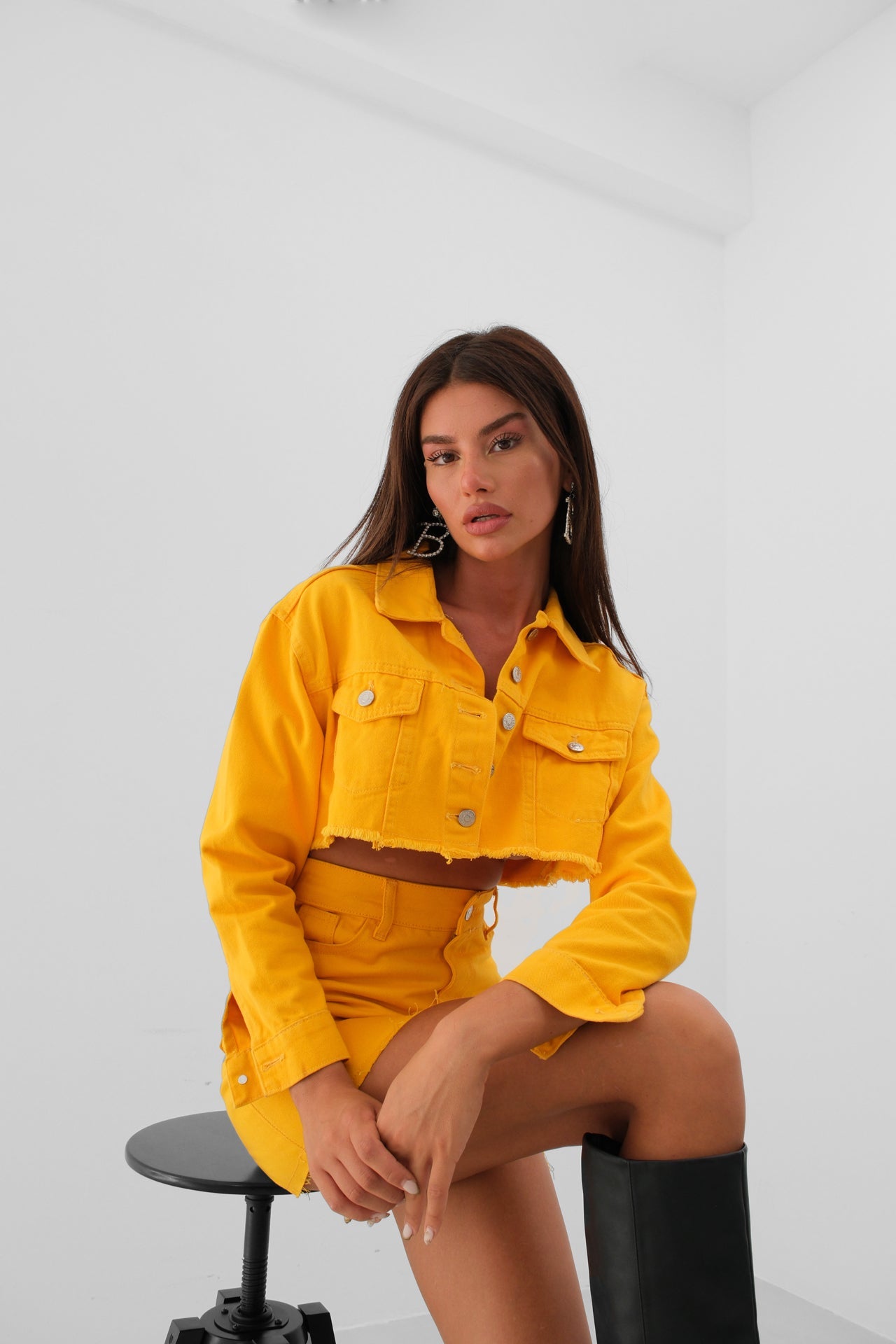 Button Detail Mango Crop Jacket