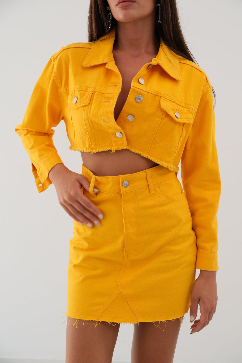 Button Detail Mango Crop Jacket