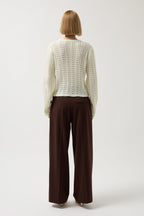Button Detay Knit Ecru Blouse