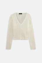 Button Detay Knit Ecru Blouse