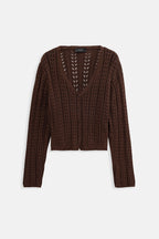 Button Detay Knit Brown Blouse