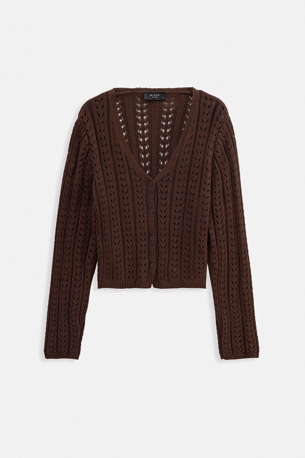 Button Detay Knit Brown Blouse