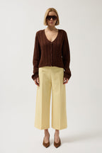 Button Detay Knit Brown Blouse