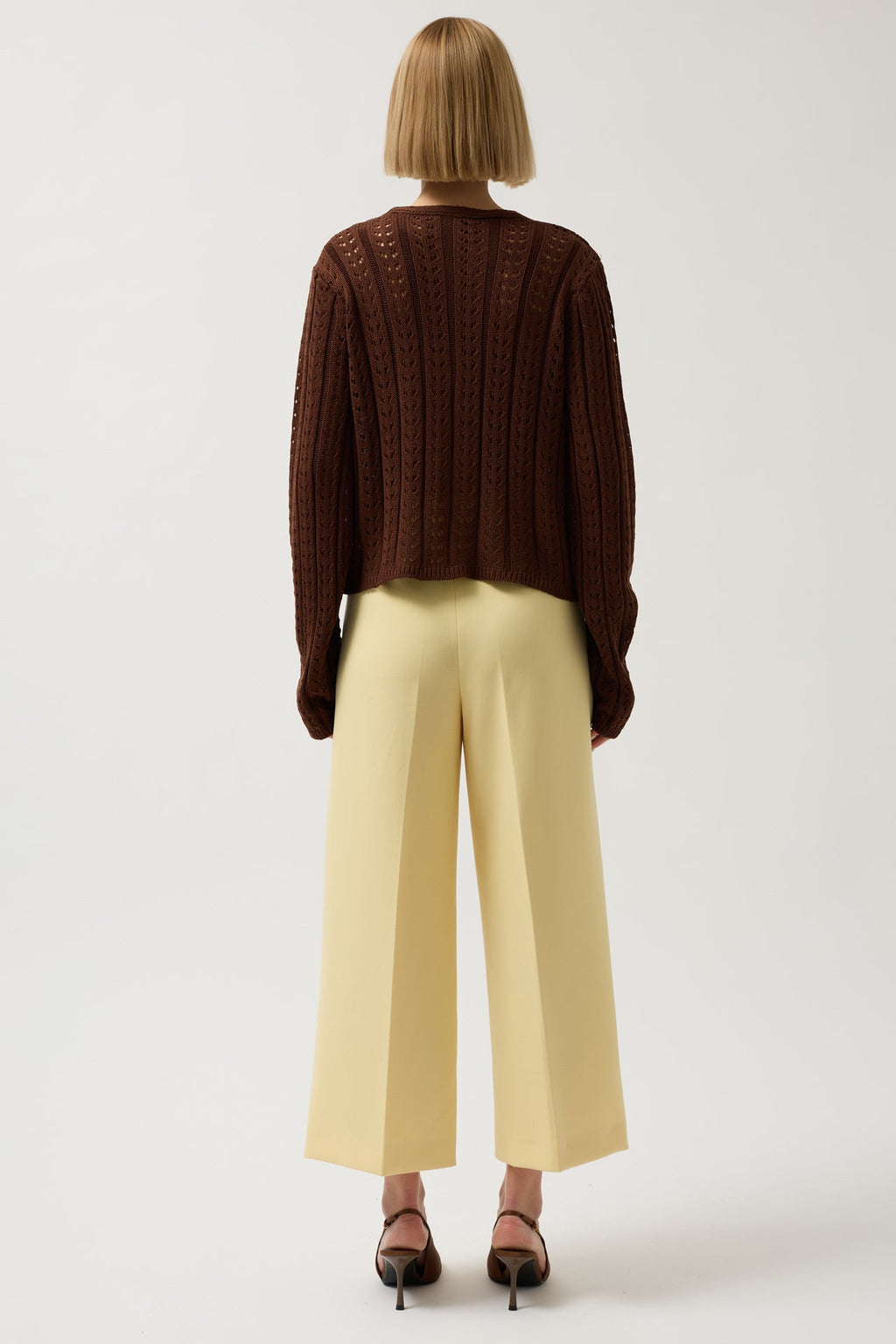 Button Detay Knit Brown Blouse