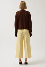 Button Detay Knit Brown Blouse