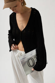 Button Detail Knit Black Blouse