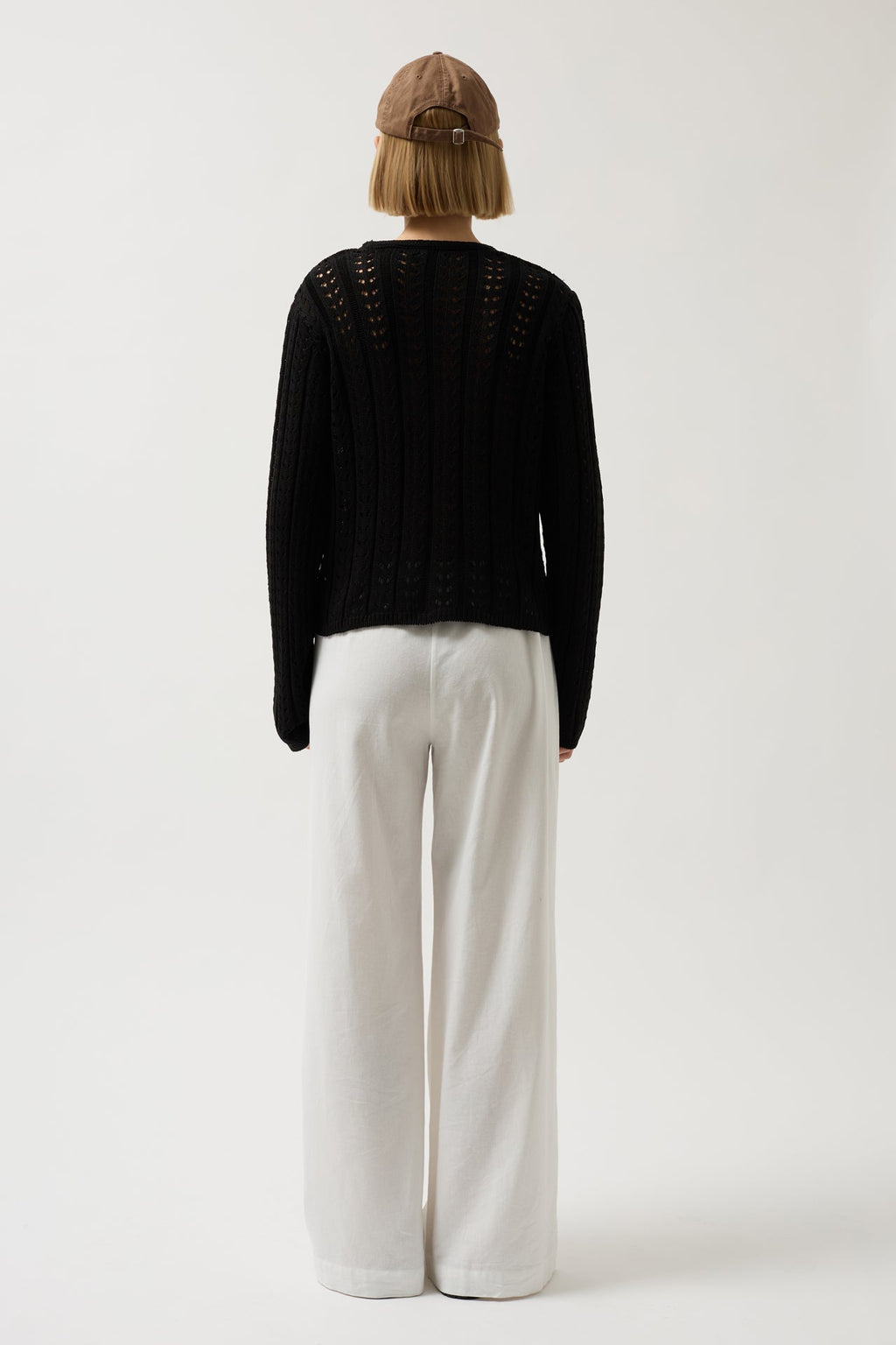 Button Detay Knit Black Blouse