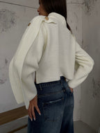 Button Detail Ecru Oversize Sweater