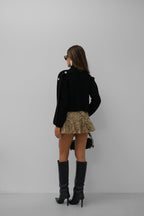 Button Detail Black Oversized Sweater