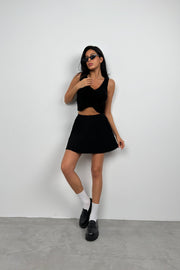 Button Detail Black Knit Vest