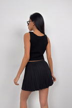 Button Detay Black Knit Vest