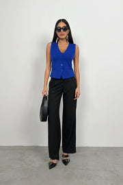 Button Detail Saxe Blue Vest