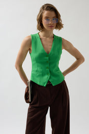Button Detail Green Vest