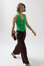 Button Detay Green Vest