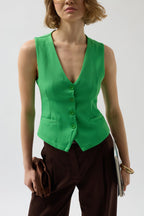 Button Detay Green Vest