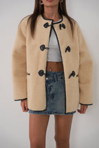 Button Detail Pocket Plush Ecru Jacket