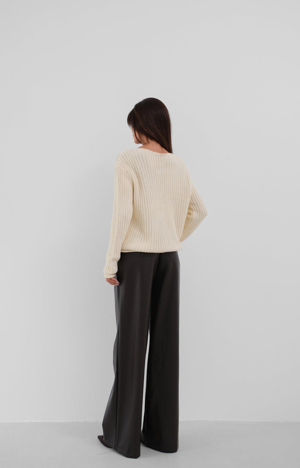Button Detail Oversize Ecru Knit Cardigan