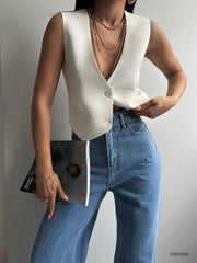Buttoned Crop Vest