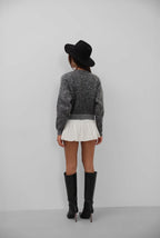 Buttoned Patterned Shaggy Smoke Cardigan