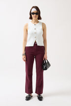 Textured Buttoned White Vest