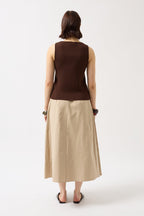 Buttoned Textured Brown Vest