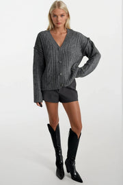 Anthracite Knitted Cardigan with Buttons