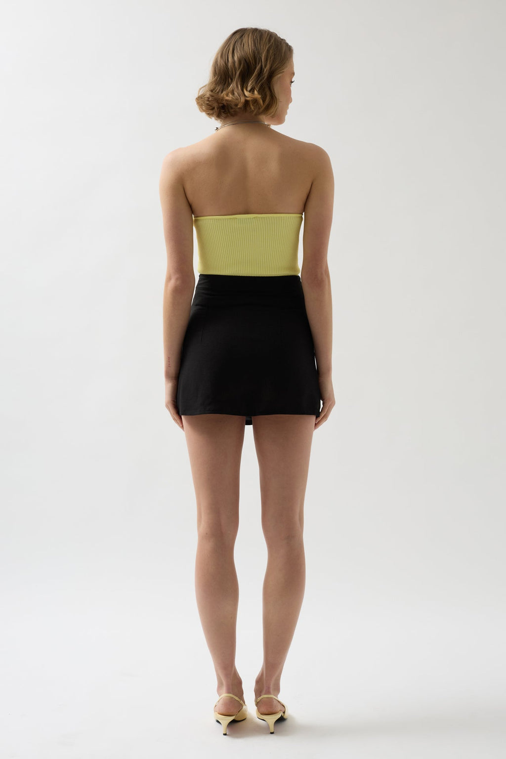 Buttoned Black Linen Skirt